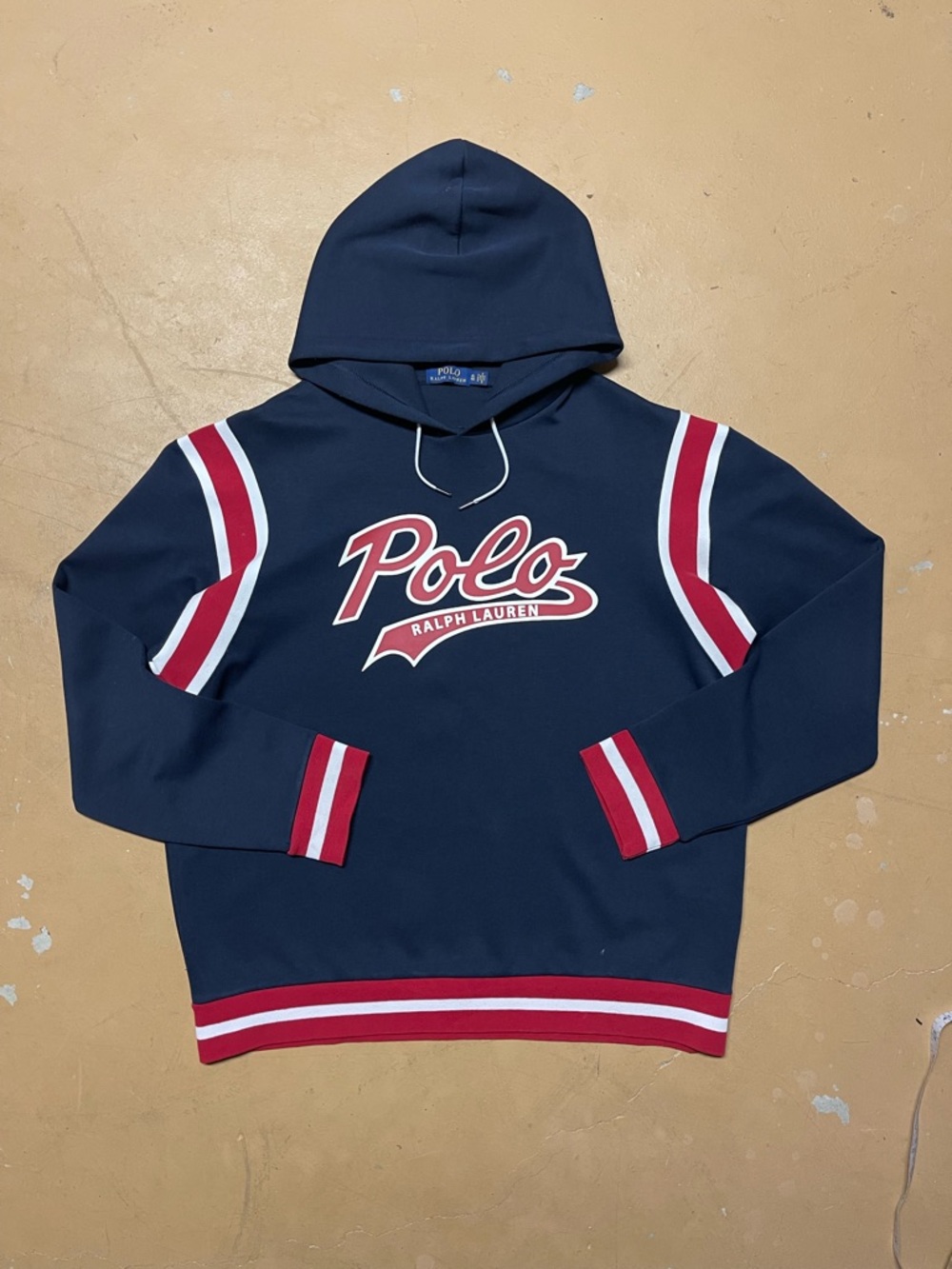Polo Ralph Lauren Navy Tailsweep Hoodie with Red & White Trim XL